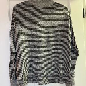 Striped Mock Neck Gray and Black Sweater